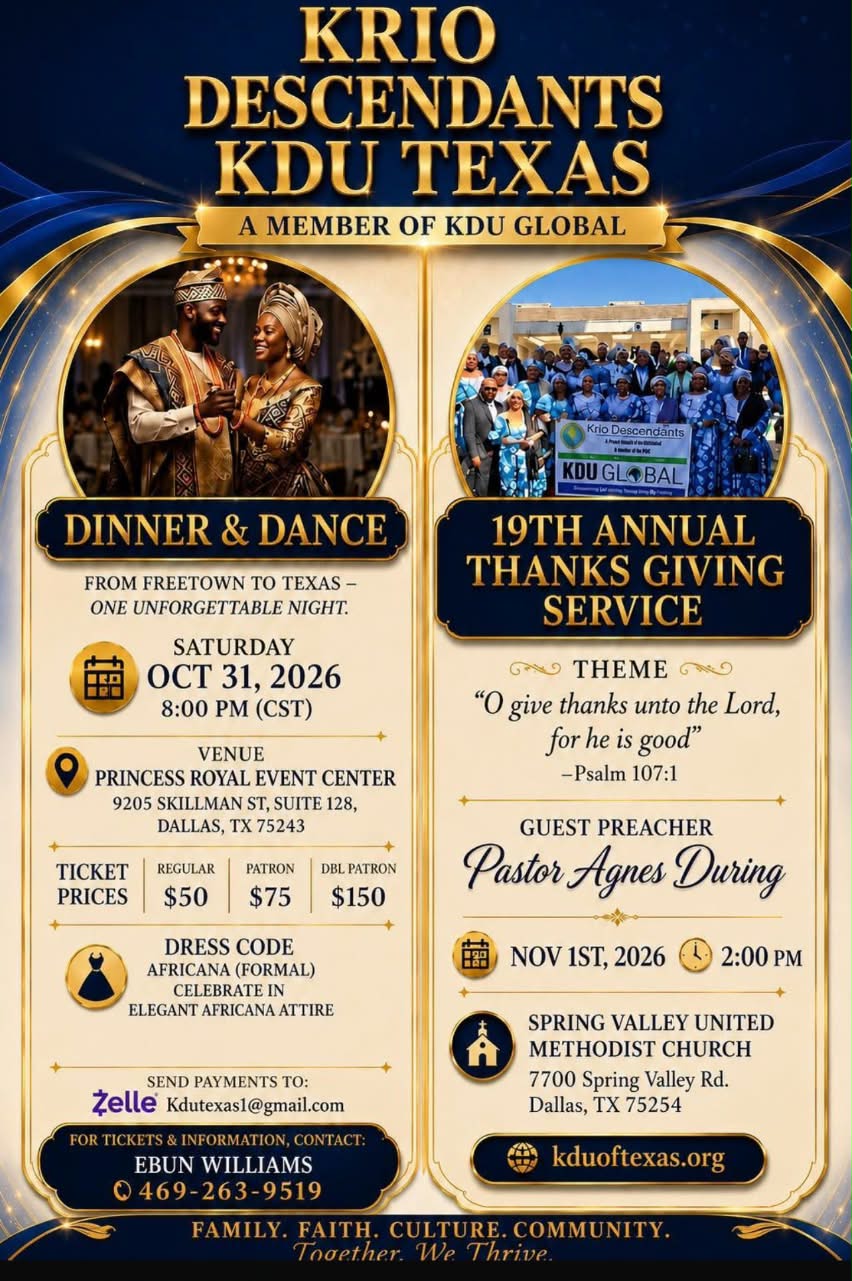 KDU Texas Dinner & Dance and 19th Annual Thanksgiving Service flyer